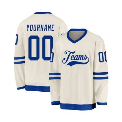 Custom Velocity White-Blue Hockey Jersey